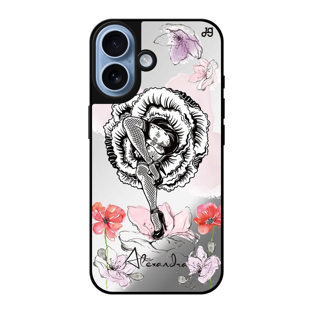 Reflective iPhone 16 Mirror Case –Dancing Flora Design