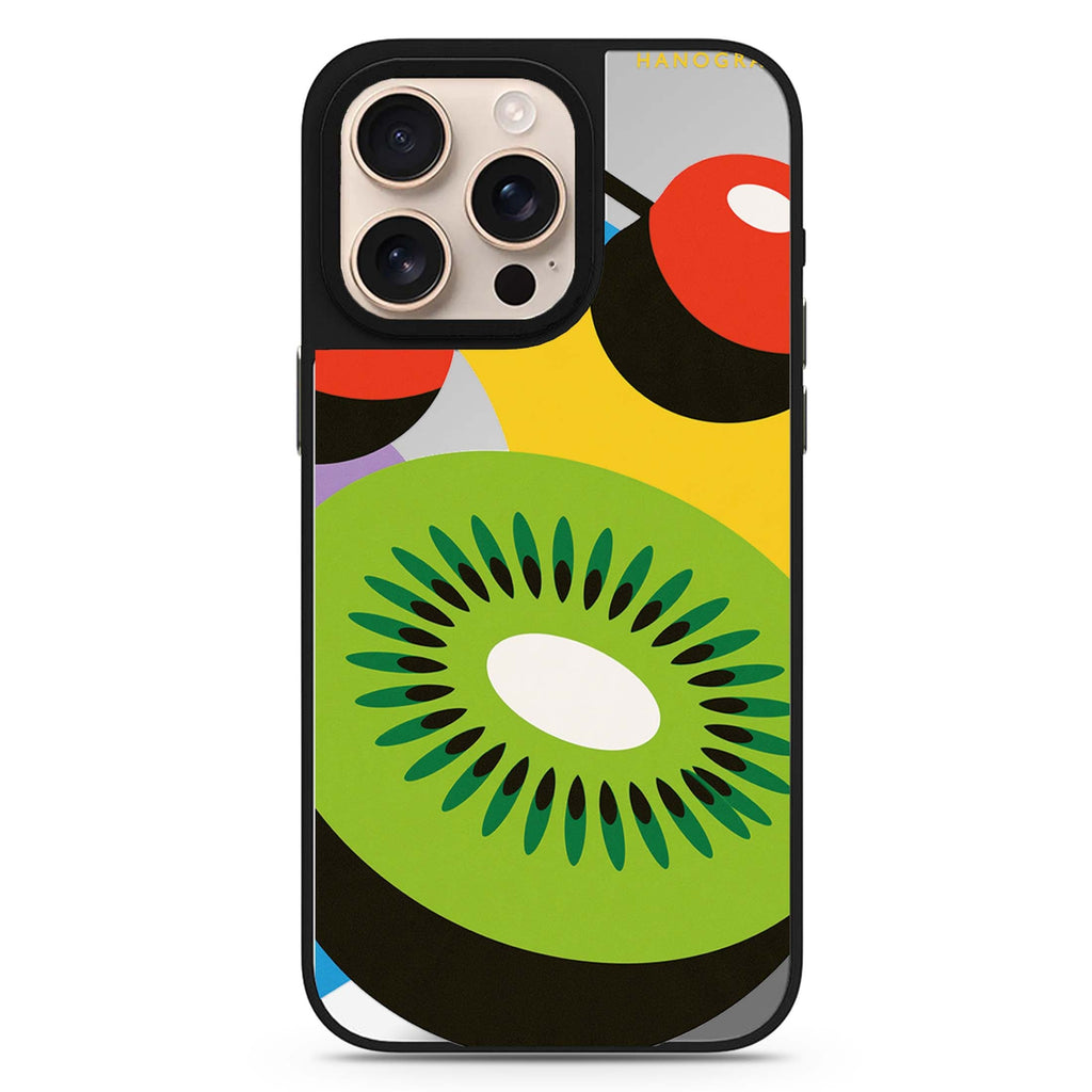 Kiwi Cherry Colorblock iPhone Mirror Case – design view 1