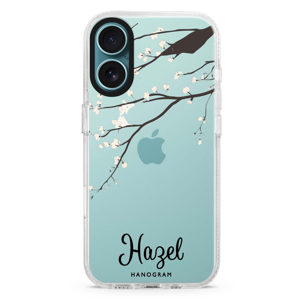 First Light custom name iPhone 16 and 16 Plus ultra clear case, transparent graphic artwork, front product view