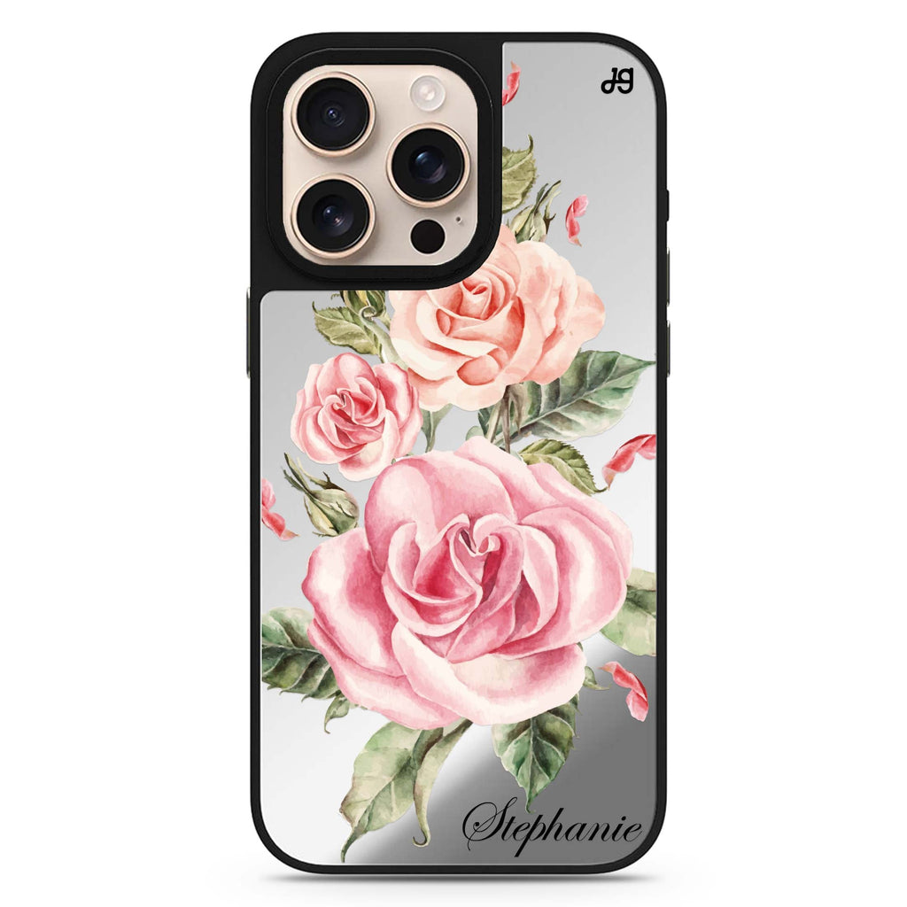 Pink Watercolor Floral floral design iPhone 16/15/14 Pro Max & Pro mirror case