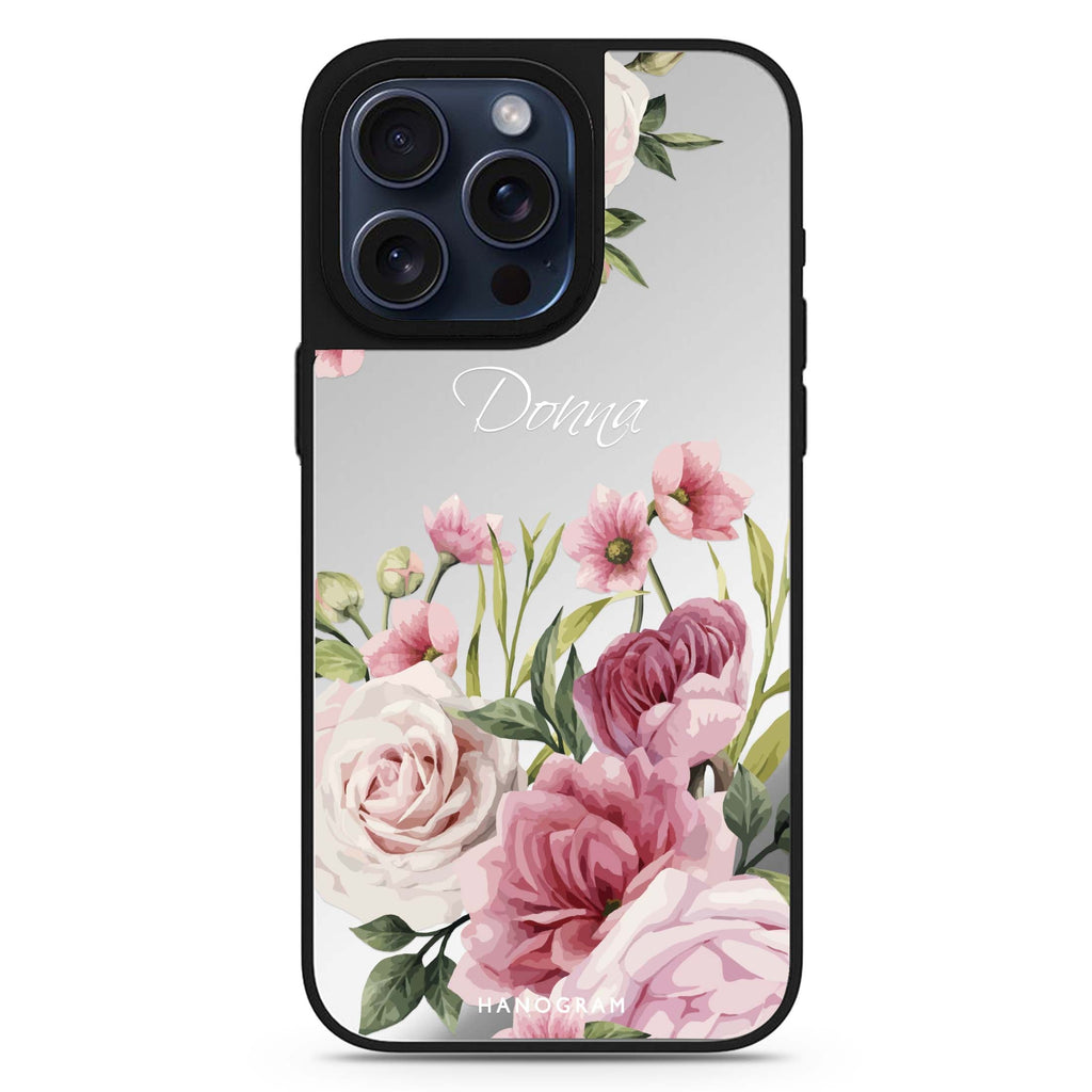 Beautiful Flowers personalized name MagSafe mirror case for iPhone 16/15/14 Pro Max and Pro, main view