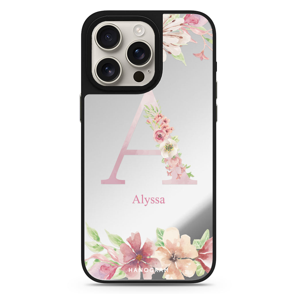 Monogram & Floral MagSafe compatible mirror case for iPhone 16/15/14 Pro Max and Pro, main view