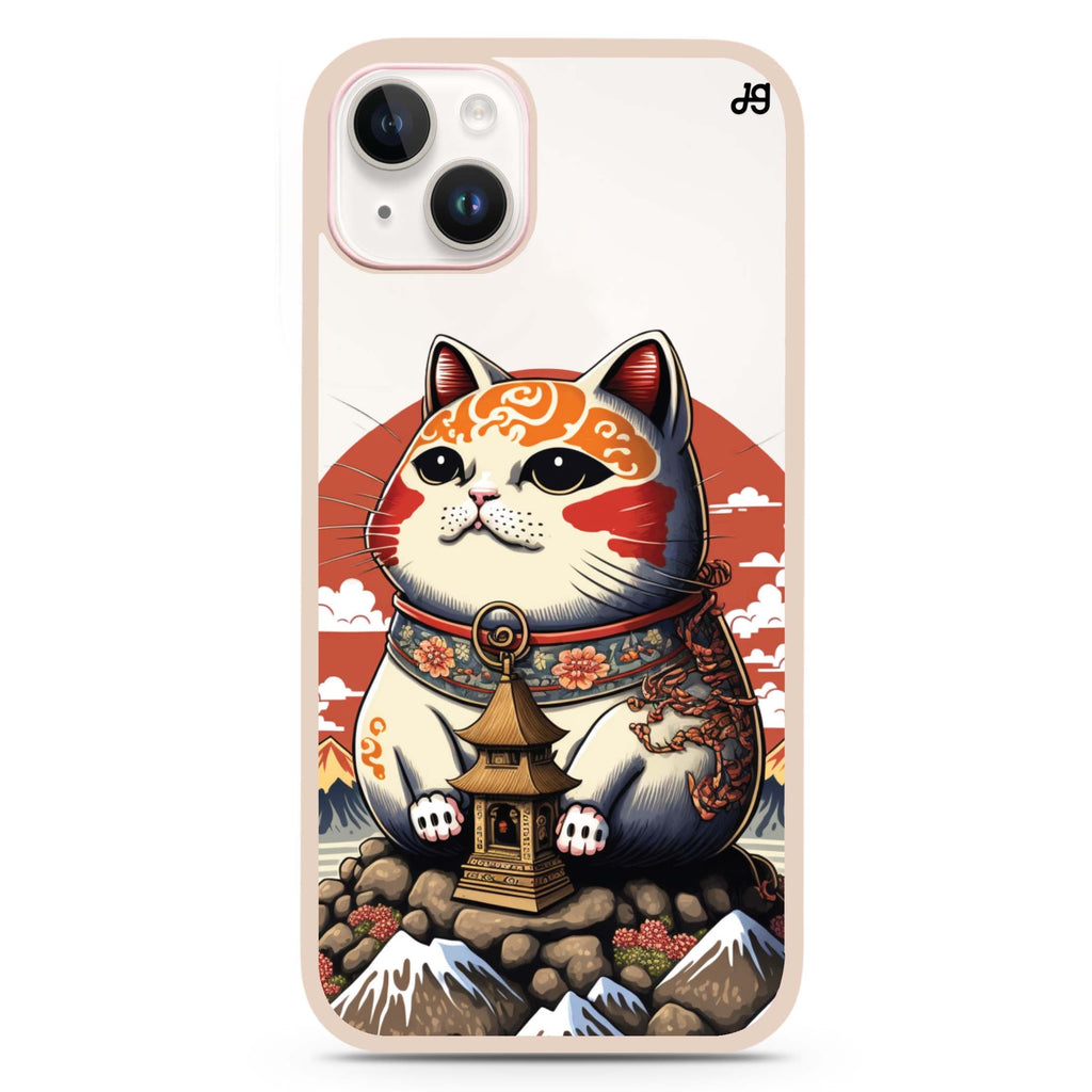 Cat with Fuji Mountain iPhone 15 Impact Guard Bumper Case