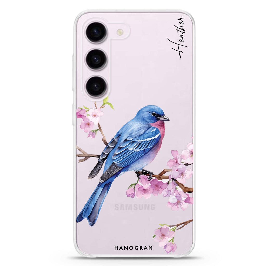 Indigo Serenade personalized ultra-clear case for Samsung Galaxy S23/S22, front view