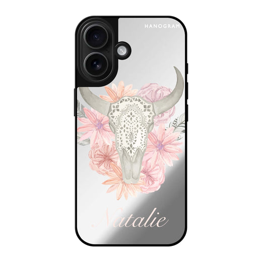 A Watercolour Floral personalized name floral design iPhone 16/15/14 Pro Max & Pro mirror case