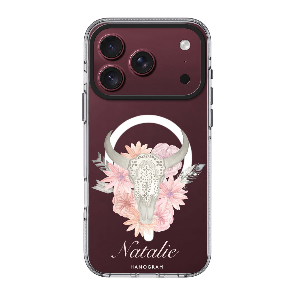Skull Bull & Watercolor Flowers Ultra Clear Case