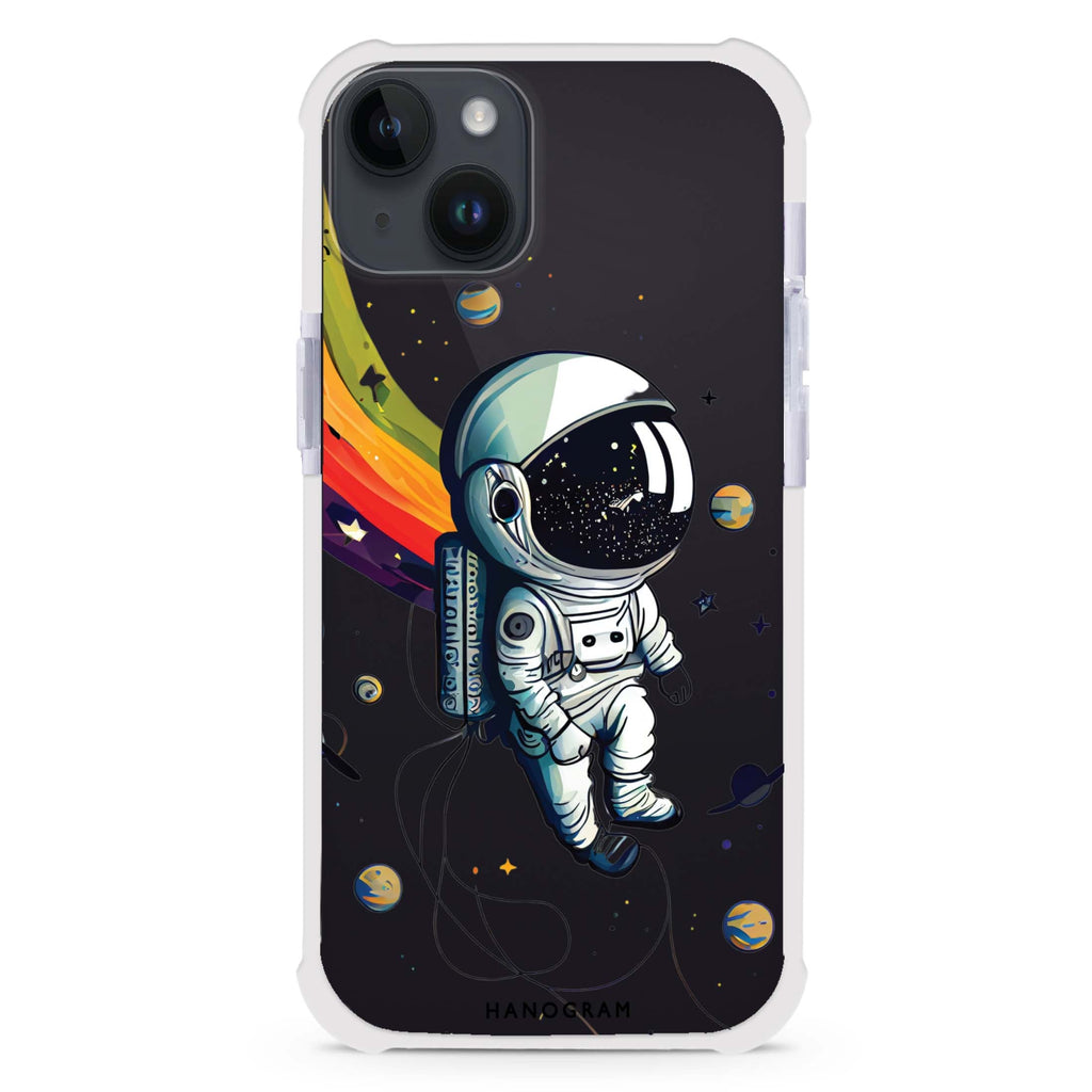 Astronaut in rainbow iPhone 15 Plus Ultra Shockproof Case