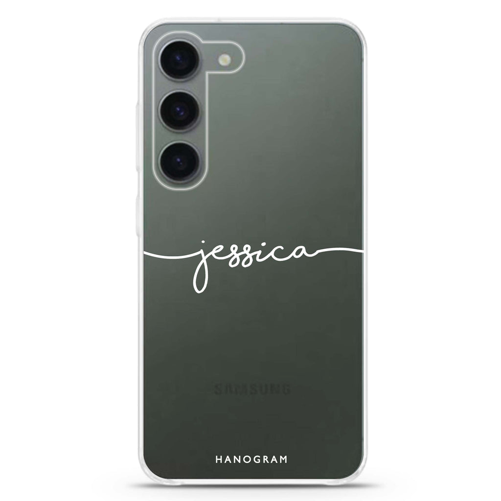 Handwritten personalized ultra-clear case for Samsung Galaxy S23/S22, front view