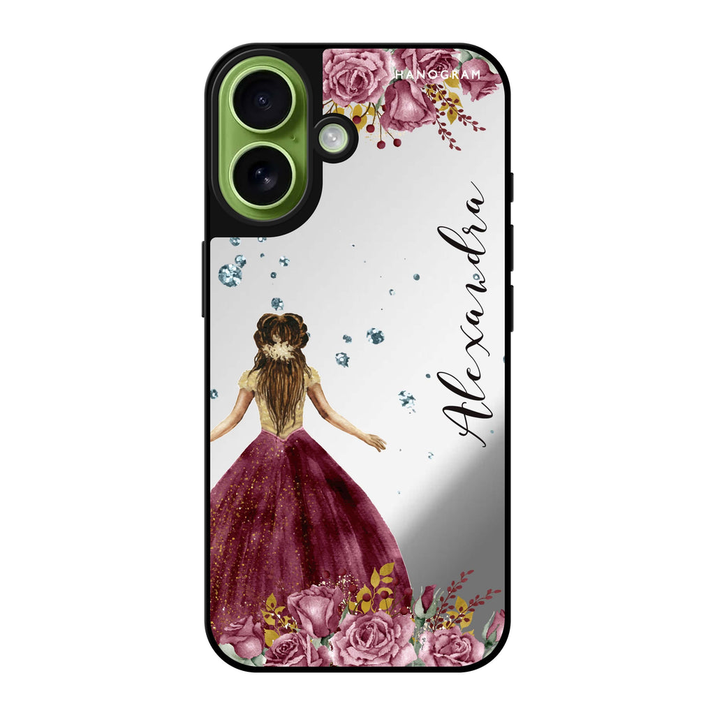 Reflective iPhone 16 Mirror Case –Princess In Garden Design