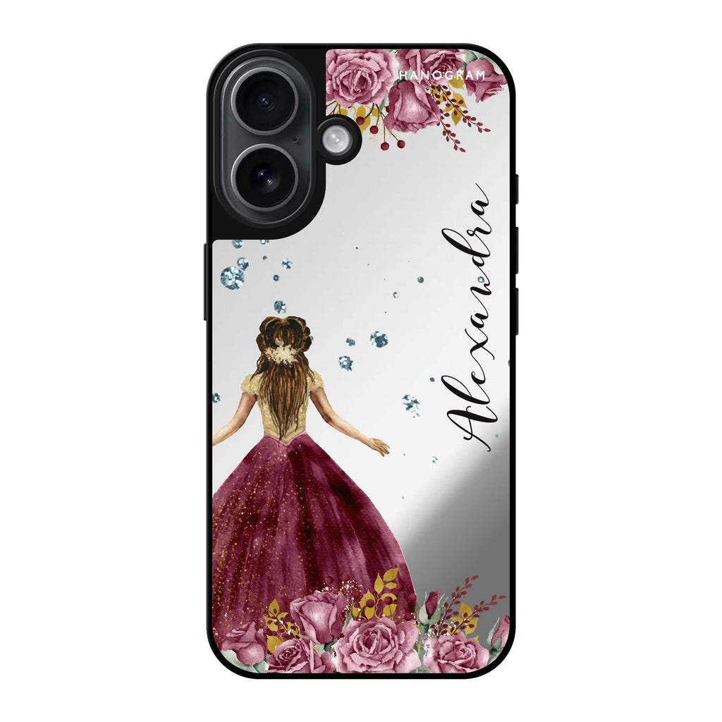 Reflective iPhone 16 Mirror Case –Princess In Garden Design