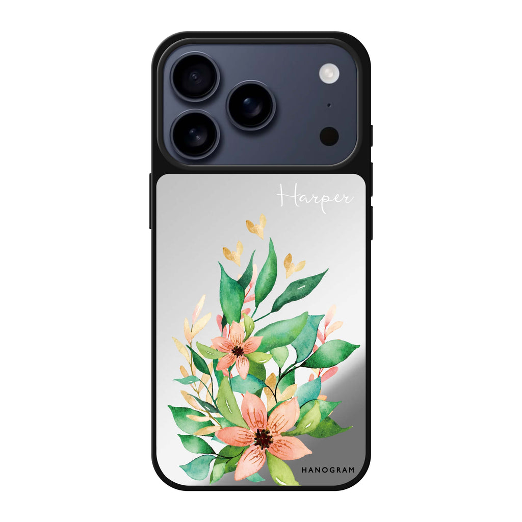 Floral Bloom personalized name spring flower floral iPhone 17 Pro Max mirror case