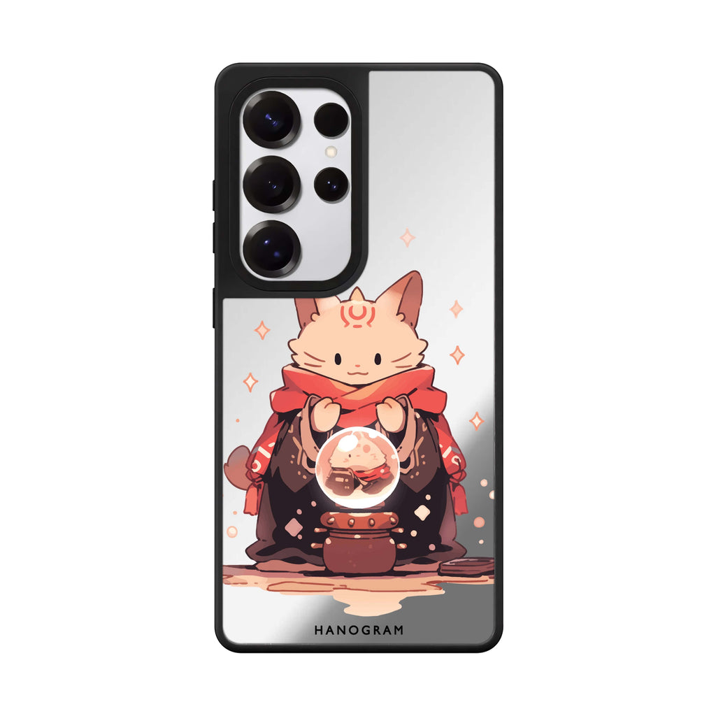 Mystic Feline Samsung Galaxy S25 S24 S23 Ultra mirror case, front view