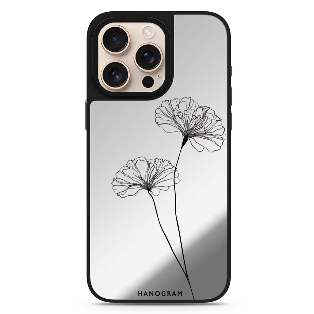 Sketch Flowers floral design iPhone 16/15/14 Pro Max & Pro mirror case