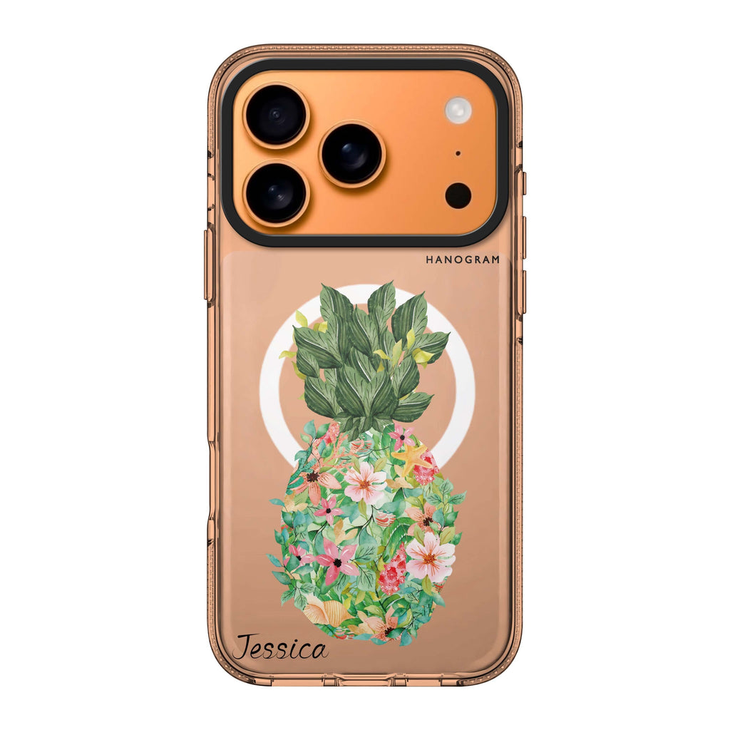 Floral Pineapple personalized name flower floral fruit spring iPhone 17 Pro Max ultra clear case