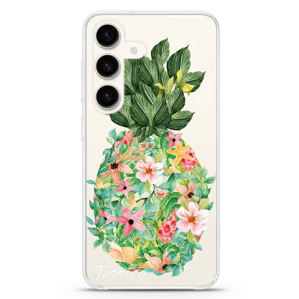 Floral Pineapple Samsung Galaxy Ultra Clear Case