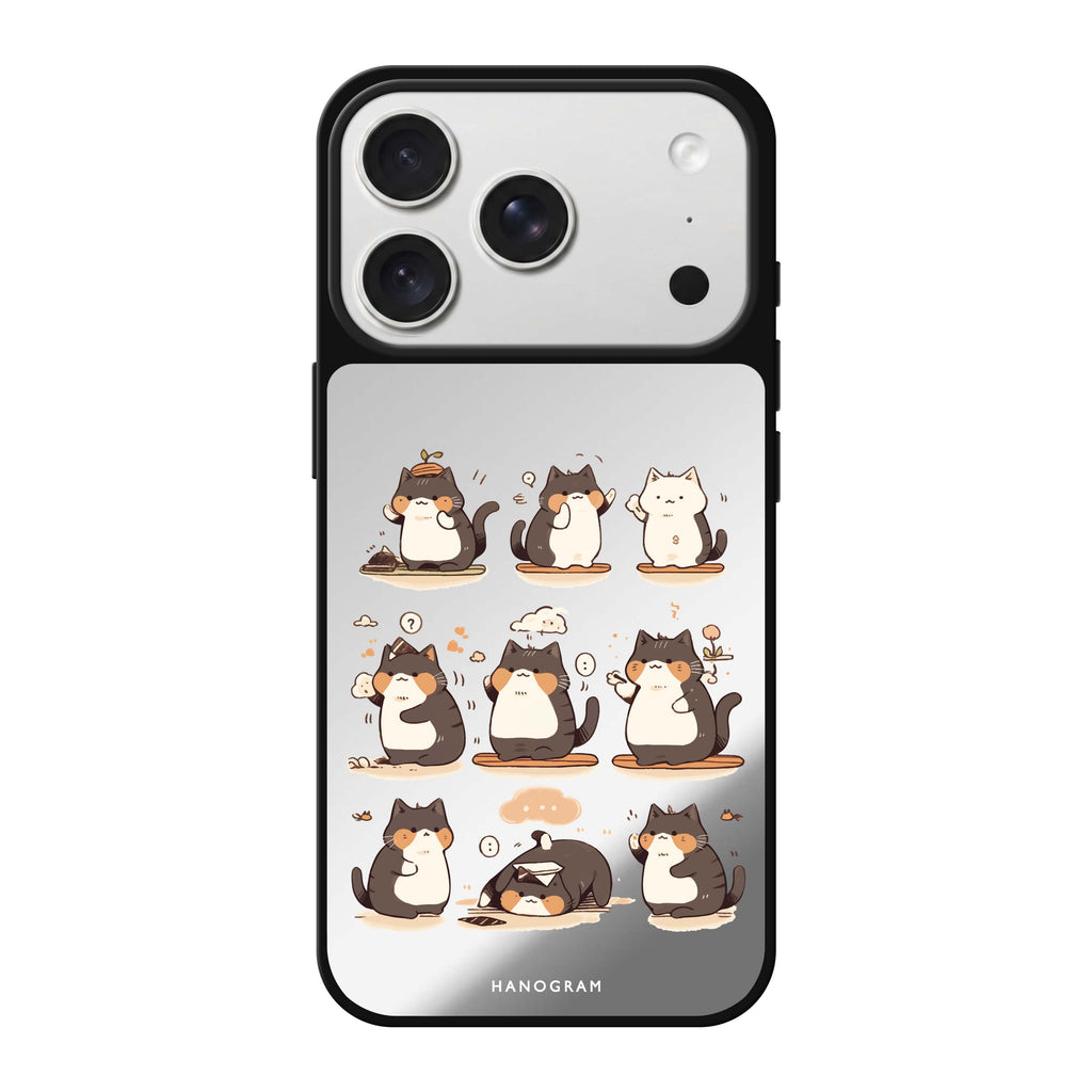 Zen Meowster minimal iPhone 18 Pro Max mirror case