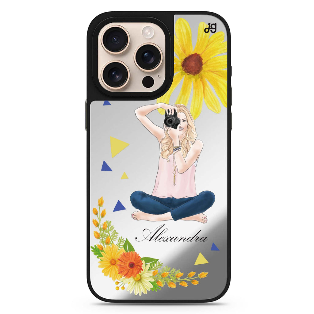 Floral Photography II personalized name floral design iPhone 16/15/14 Pro Max & Pro mirror case