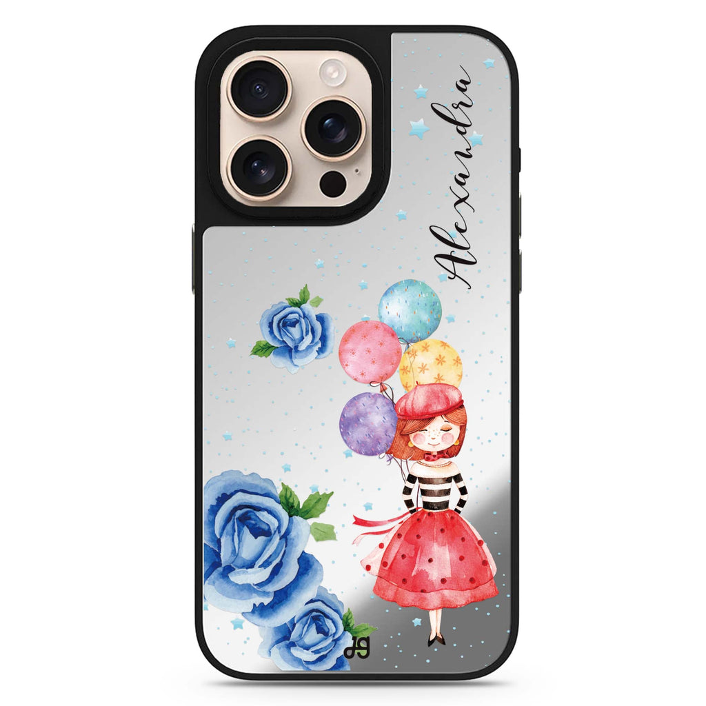 Thumbeina personalized name sleek reflective design iPhone 16/15/14 Pro Max & Pro mirror case