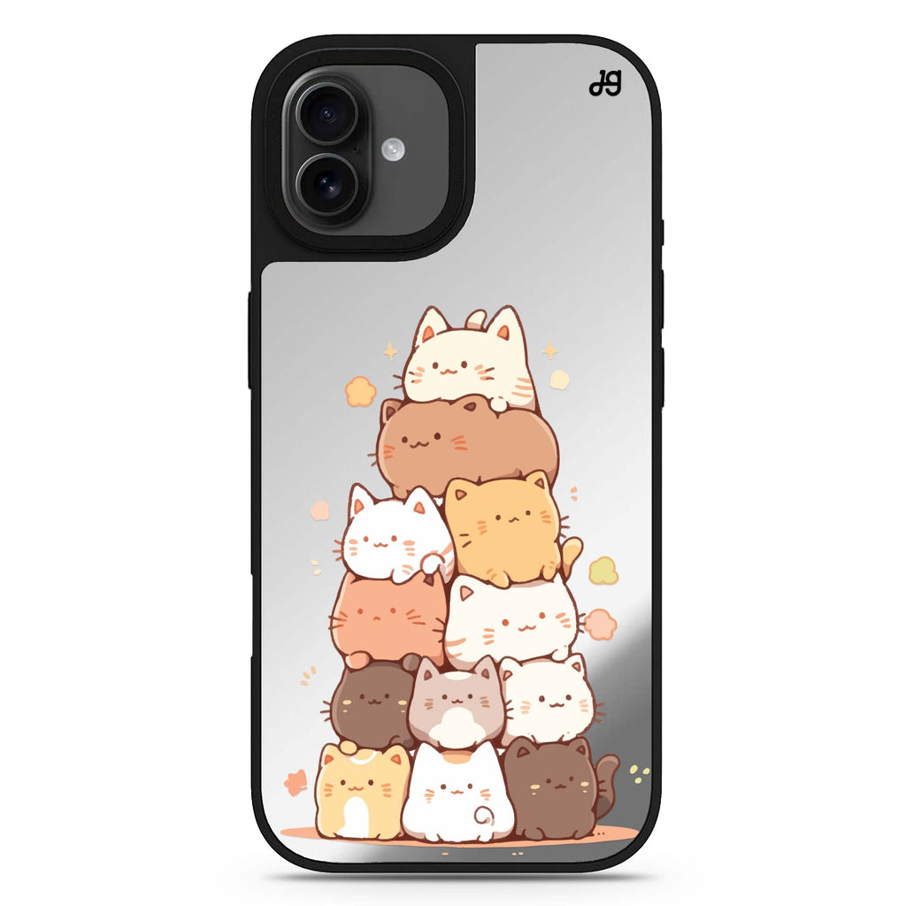 Kitty Cluster cat design iPhone 17 mirror case
