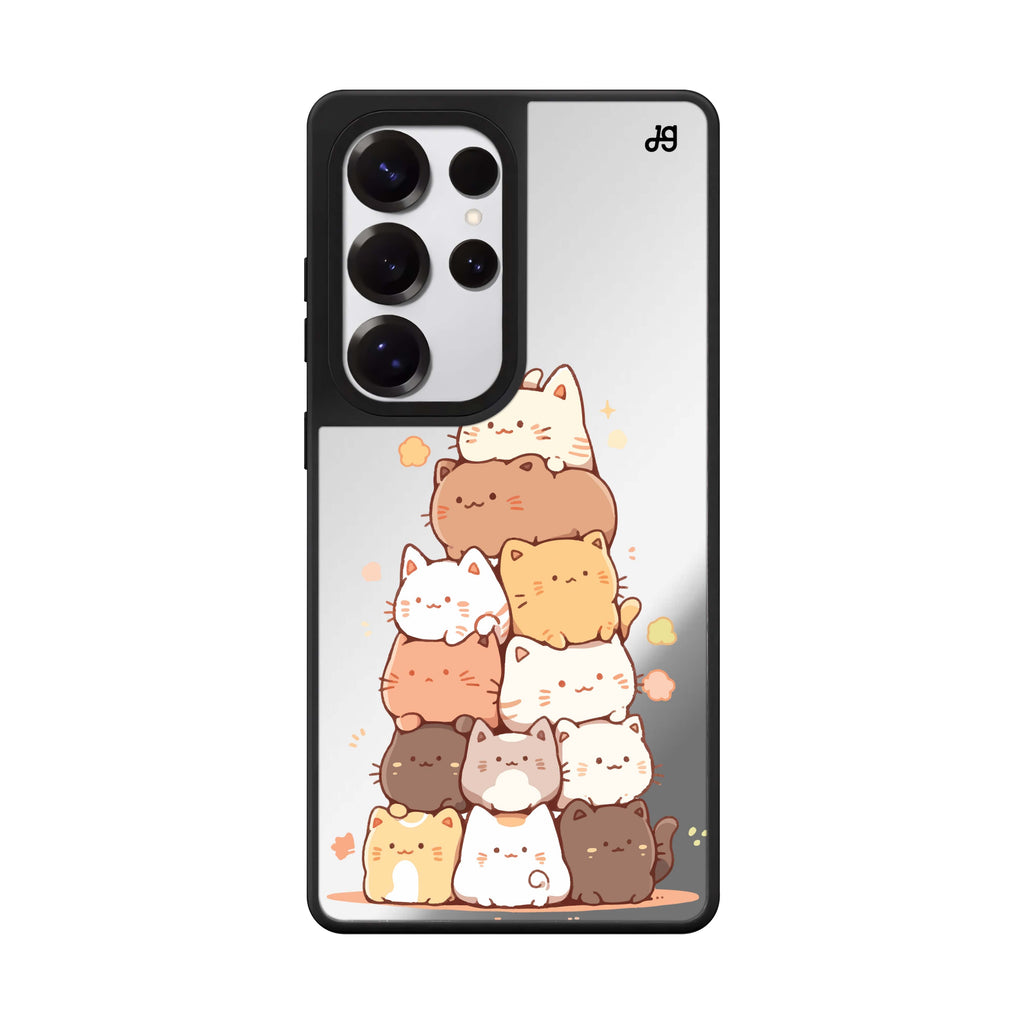 Kitty Cluster Samsung Galaxy S25 S24 S23 Ultra mirror case, front view