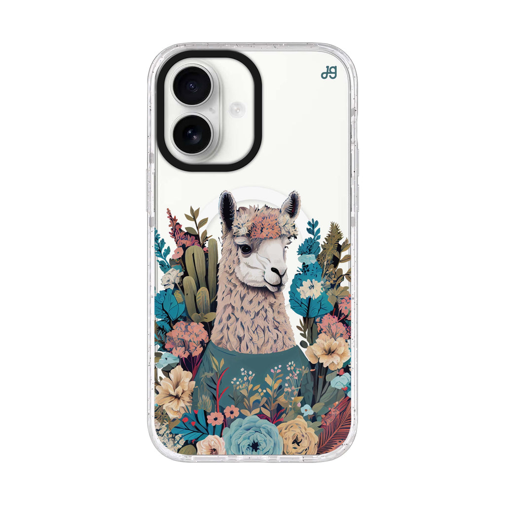Lama in the garden iPhone 17 ultra clear MagSafe case, front product view