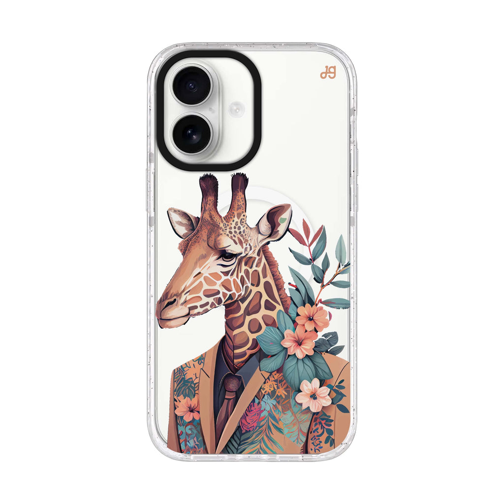Giraffe & floral Style 1 iPhone 17 ultra clear MagSafe case, front product view