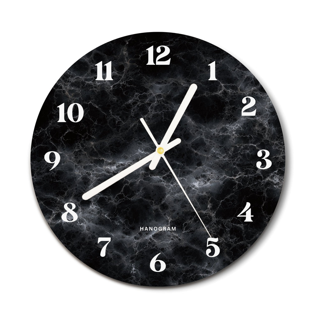 Emerald Night Marble premium glass wall clock, marble home decor clock, main view