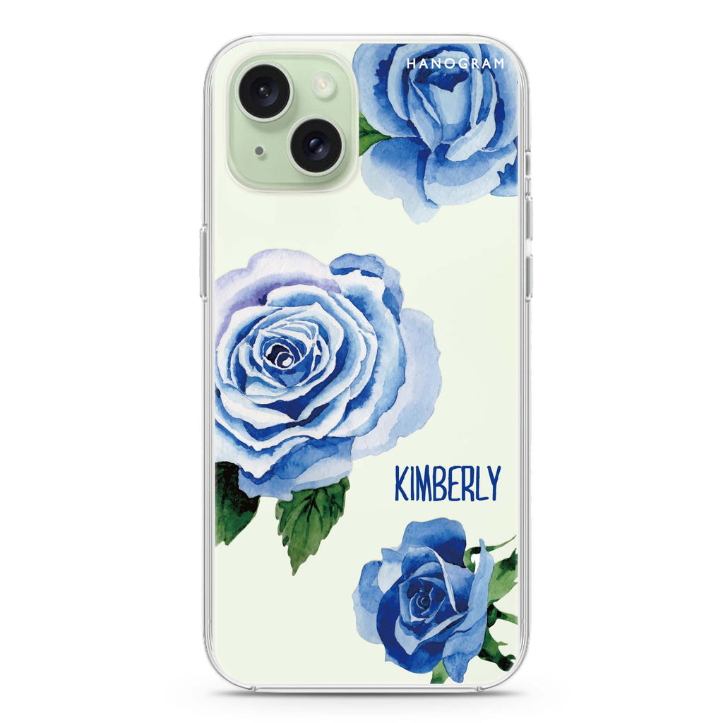 Blue Rose iPhone 15 plus Ultra Clear Case