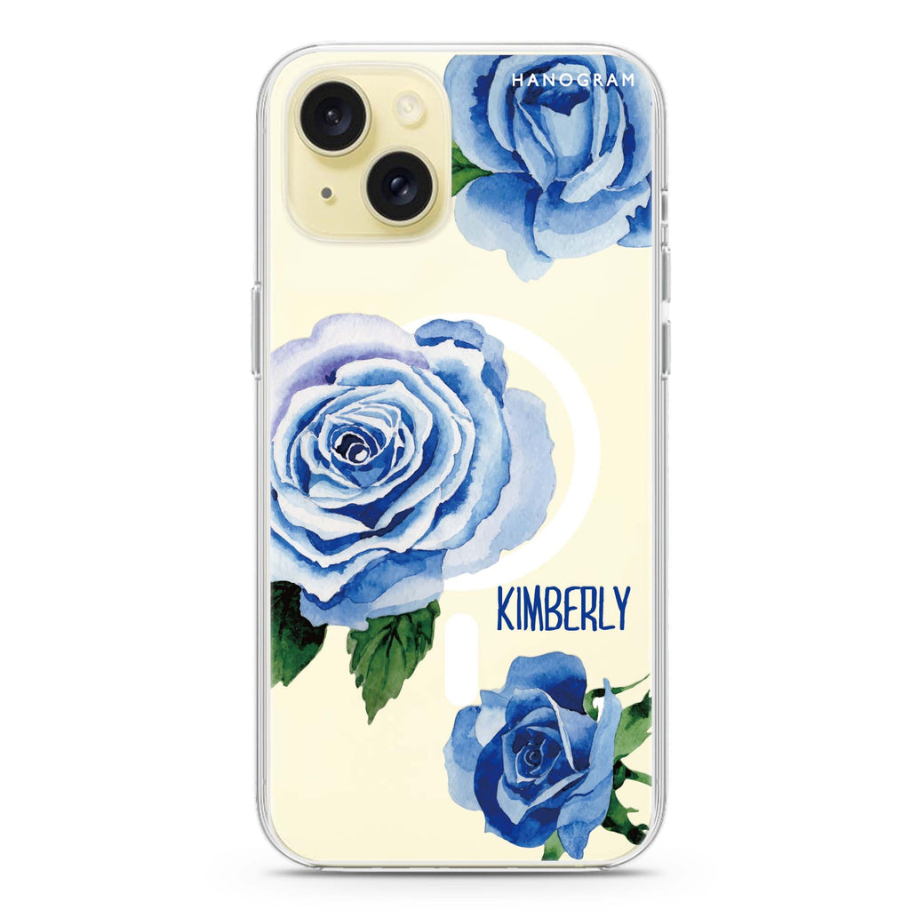 Blue Rose iPhone 15 Plus MagSafe Compatible Ultra Clear Case