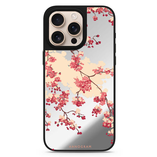 Cherry Bloom floral design iPhone 16/15/14 Pro Max & Pro mirror case