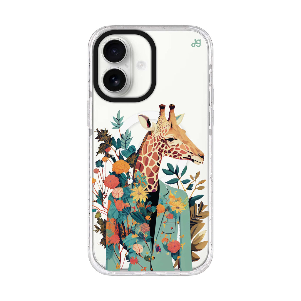 Giraffe & floral Style 2 iPhone 17 ultra clear MagSafe case, front product view