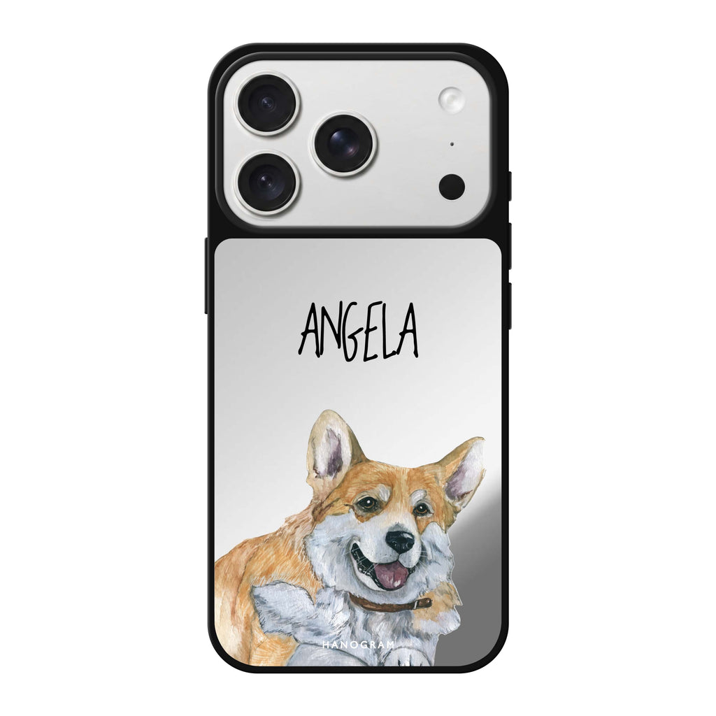 Corgi personalized name dog animal iPhone 18 Pro Max mirror case