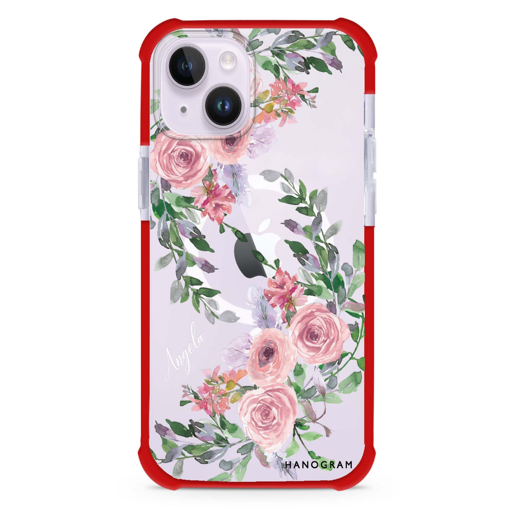 Lucy Watercolor Rose iPhone 15 Plus MagSafe Compatible Ultra Shockproof Case
