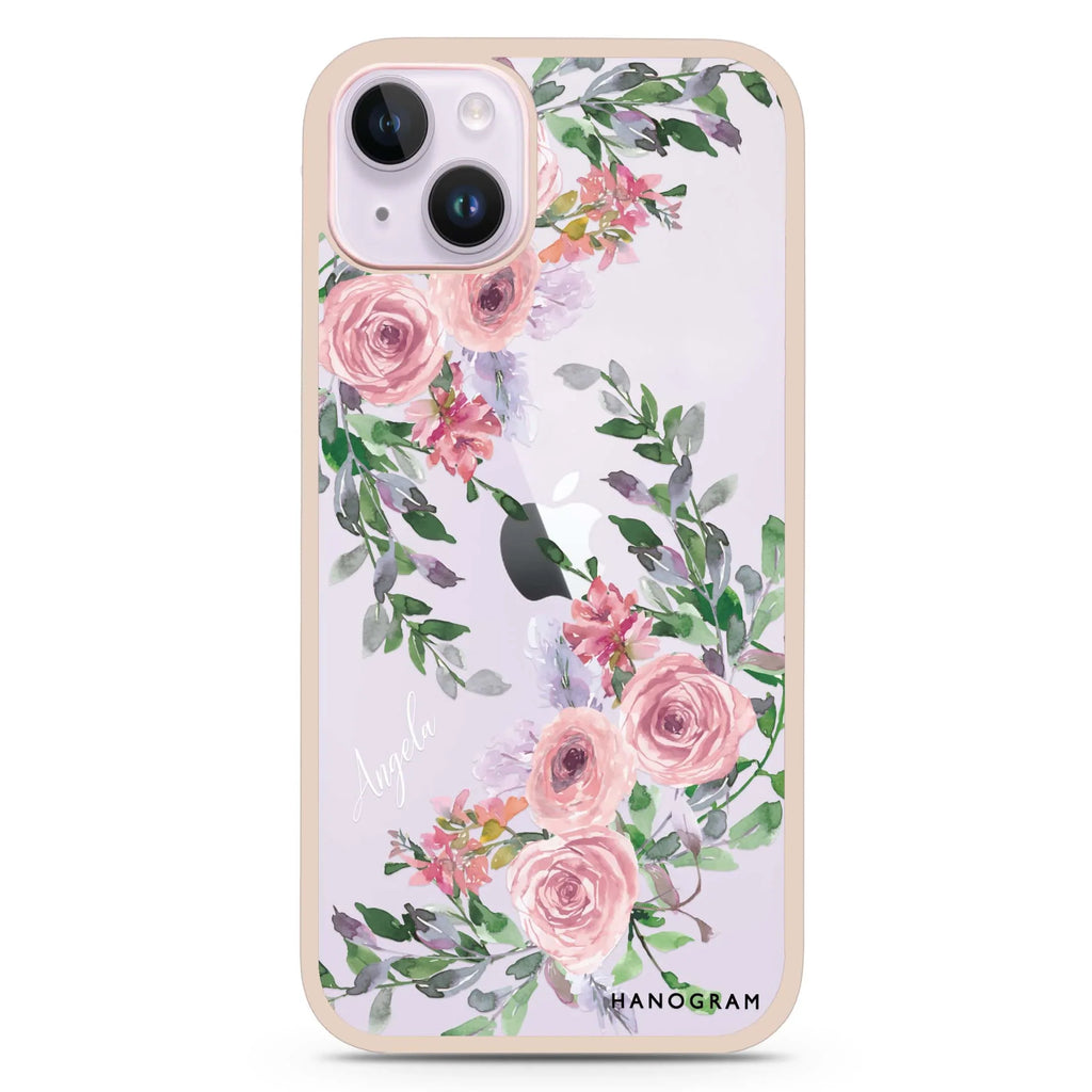 Lucy Watercolor Rose iPhone 15 Impact Guard Bumper Case