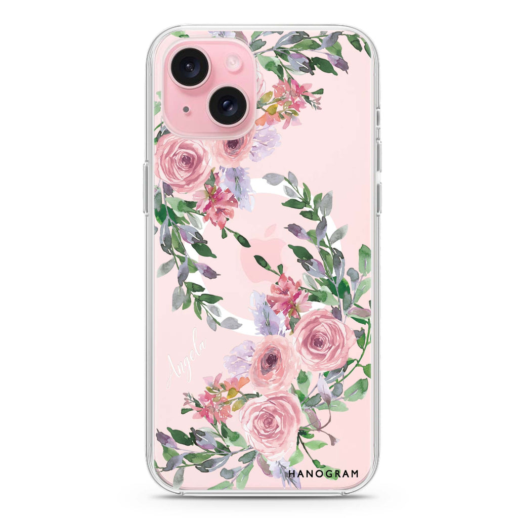 Lucy Watercolor Rose iPhone 15 Plus MagSafe Compatible Ultra Clear Case