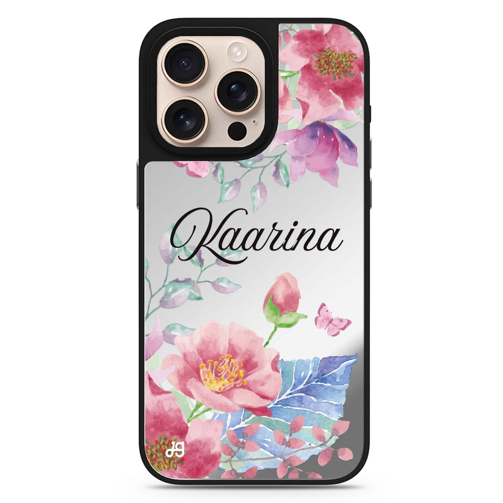 Butterfly Garden personalized name animal design iPhone 16/15/14 Pro Max & Pro mirror case