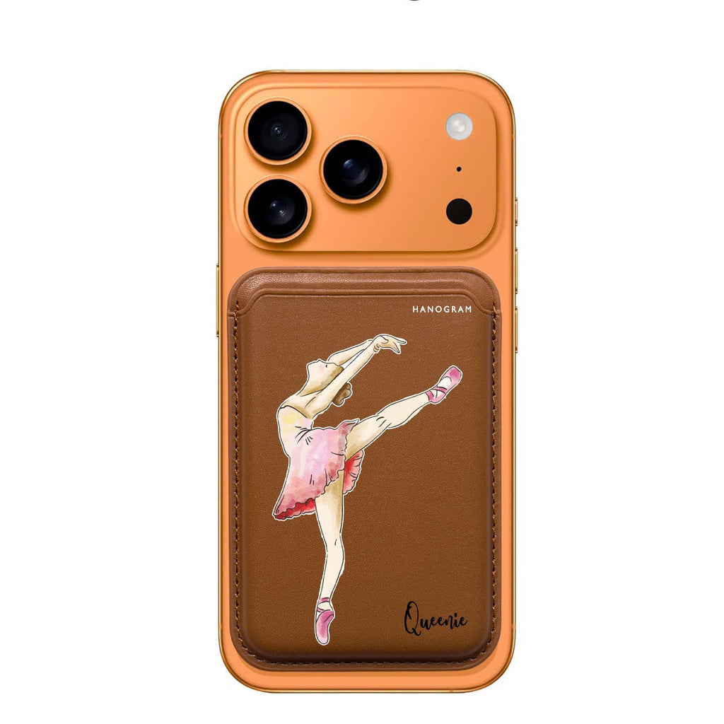 Ballet Girl custom name MagSafe wallet for iPhone, personalized magnetic card holder, main view