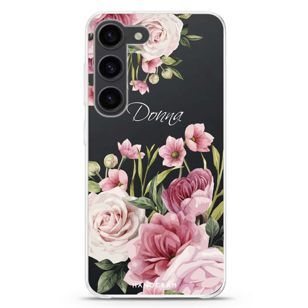 Beautiful Flowers personalized ultra-clear case for Samsung Galaxy S23/S22, front view