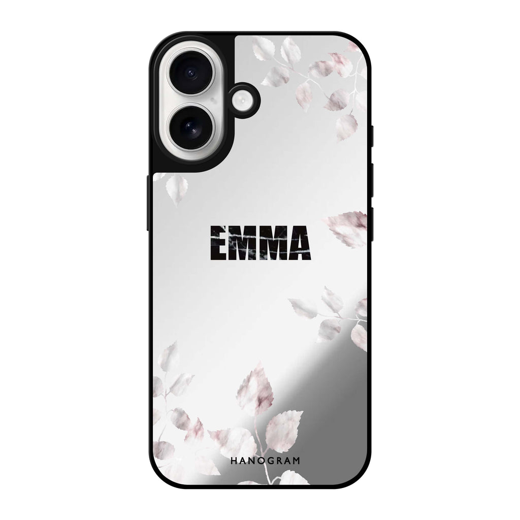 Reflective iPhone 16 Mirror Case –Life Simple Floral Design