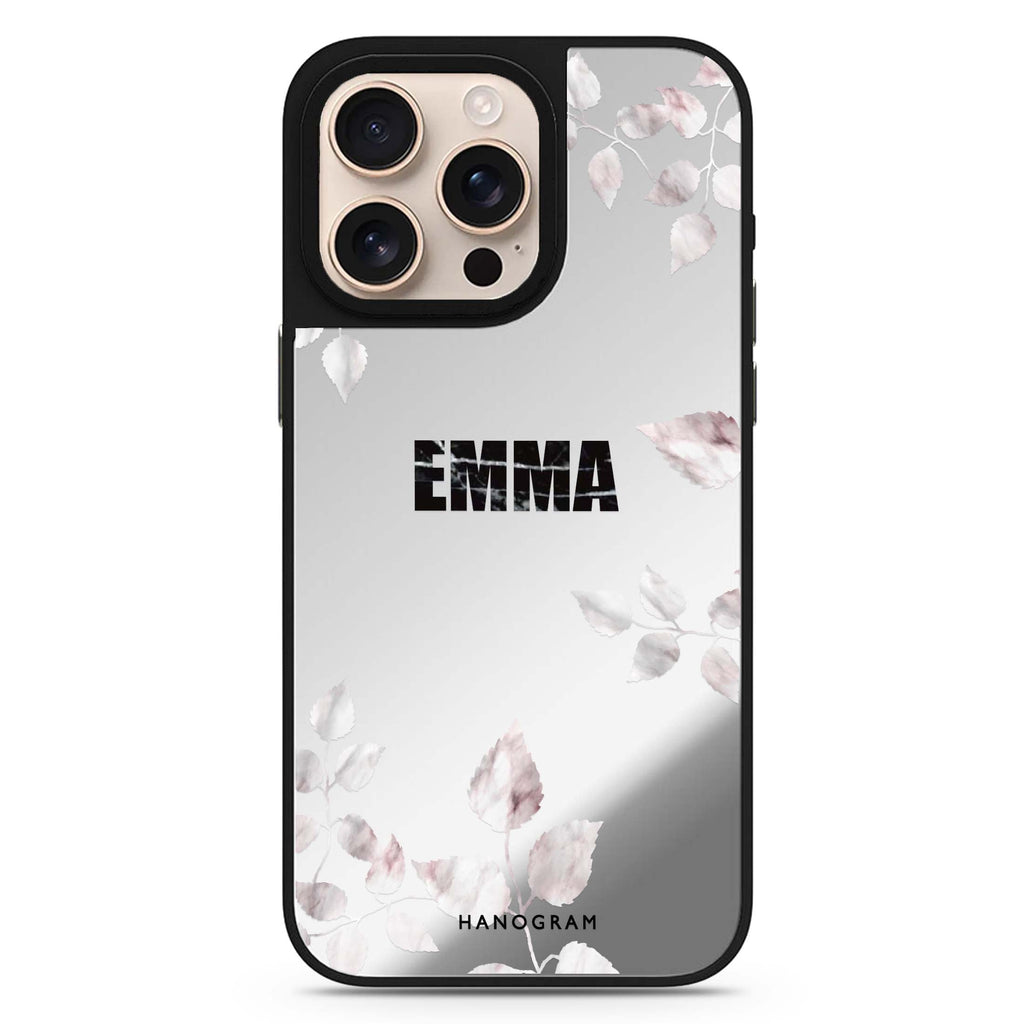 Life Simple Floral personalized name floral design iPhone 16/15/14 Pro Max & Pro mirror case