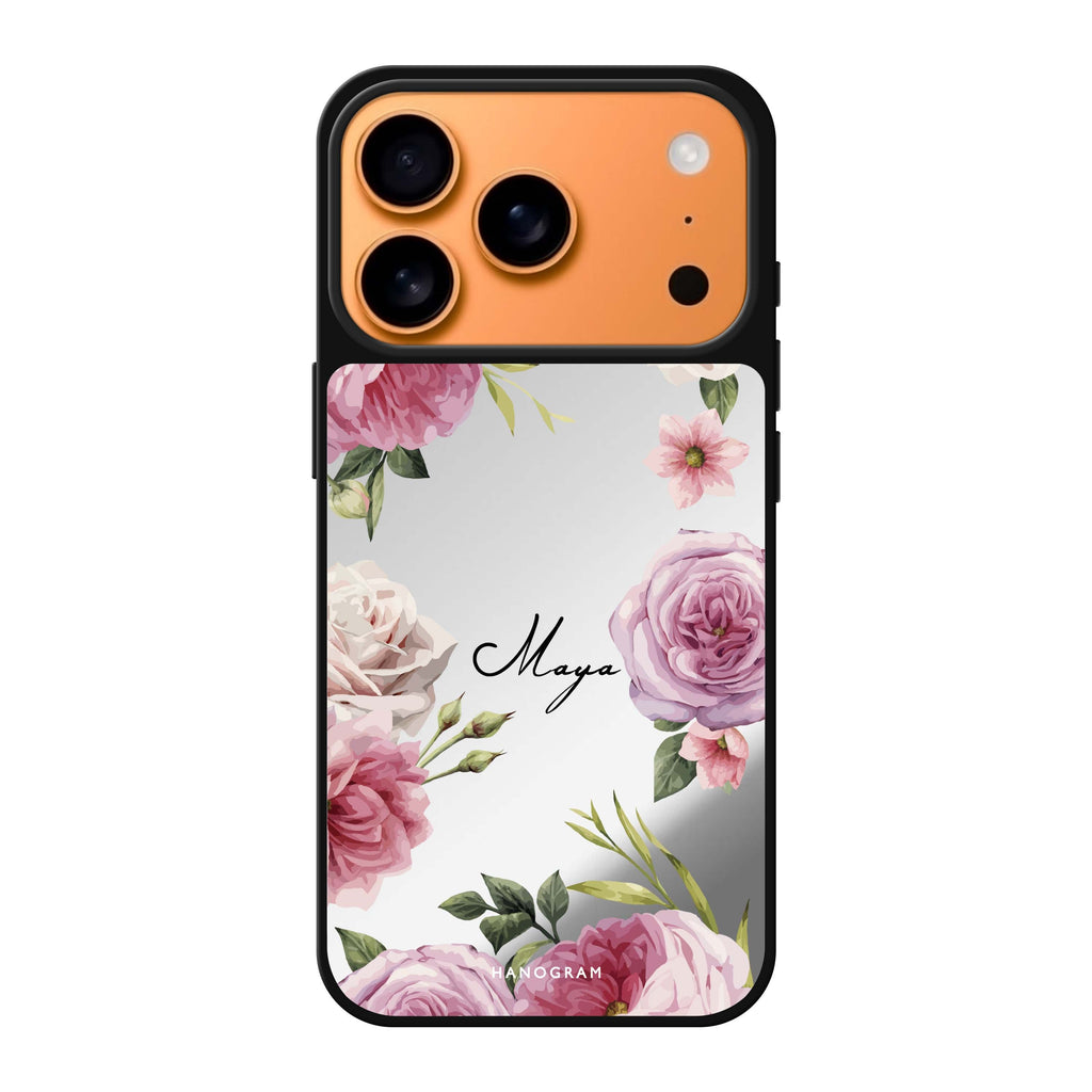 Beautiful Pretty Floral personalized name spring flower floral iPhone 17 Pro Max mirror case