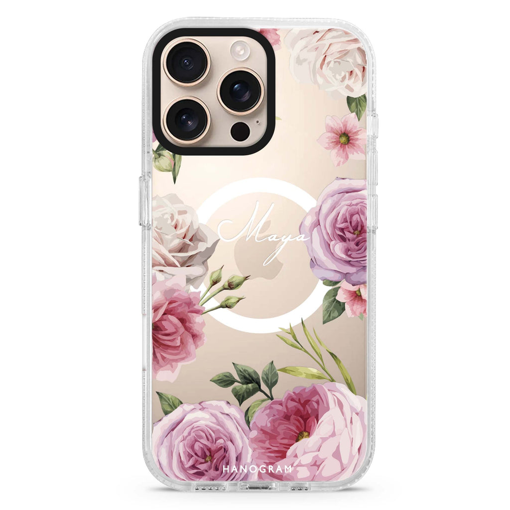 Beautiful Pretty Floral MagSafe Compatible iPhone 16 Pro Ultra Clear Case - Personalized and Stylish Protection