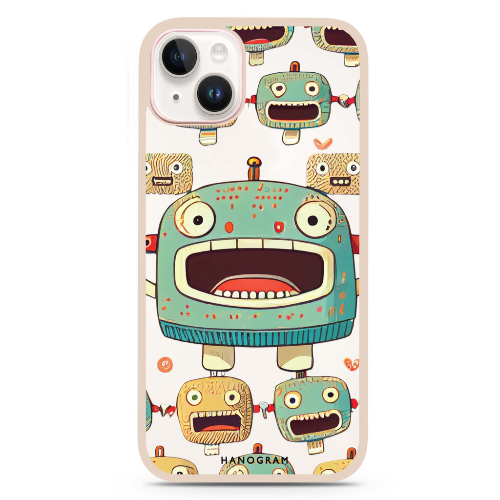 Cute robots iPhone 15 Impact Guard Bumper Case