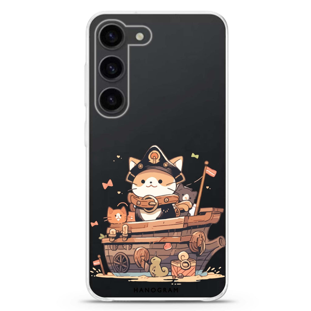 Buccaneer Kitty ultra-clear case for Samsung Galaxy S23/S22, front view