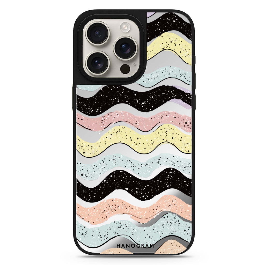 Glitter Wave Doodles cute aesthetic design iPhone 16/15/14 Pro Max & Pro mirror case