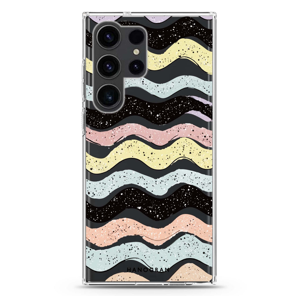 Glitter Wave Doodles Samsung Galaxy S26/S25/S24/S23/S22 Ultra ultra clear case, transparent design, main view