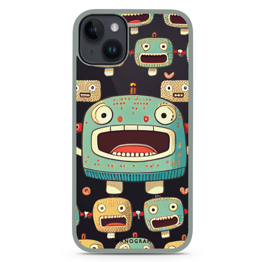 Cute robots iPhone 15 Plus Impact Guard Bumper Case