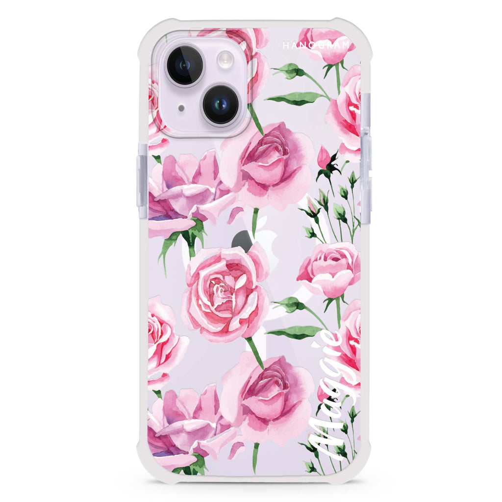 Pink Rose iPhone 15 Plus MagSafe Compatible Ultra Shockproof Case