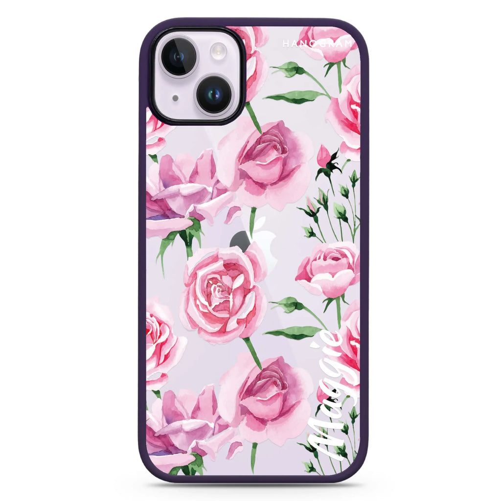 Pink Rose iPhone 15 Impact Guard Bumper Case