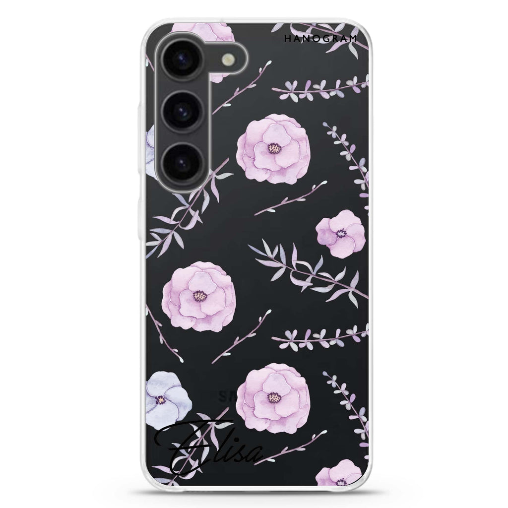 Vibrant Floral personalized ultra-clear case for Samsung Galaxy S23/S22, front view